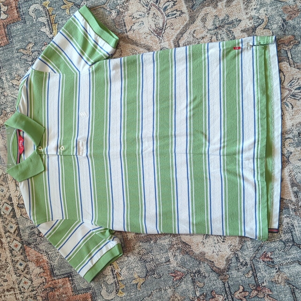 Izod Mens Polo S Striped Green
